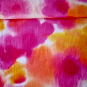 HILCO tissu en coton pour femme ASJA batik coloré, tissu en coton motif batik orange-jaune-rose, tissu pour robe pour femme, tissu pour chemisier en coton image 4