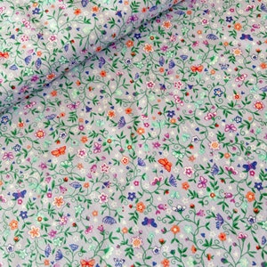 Tela patchwork Makower FAIRY DUST, unicornio, tela combinada flores, flores color lila, tela infantil, tela decorativa, tela de algodón