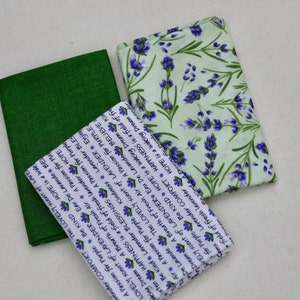 Paquete de telas Kaufman LAVENDER Blessings, tela de algodón lavanda, tela floral, paquete de telas, tela lavanda, escritura, combinación de telas, tela remanente