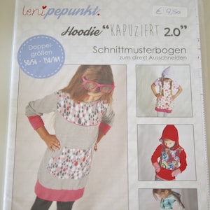 Leni pepunkt. Paper pattern HOODED 2.0 for children, sizes 50-164, children&#39;s clothing pattern, sweatshirt, T-shirt, jersey dress for girls