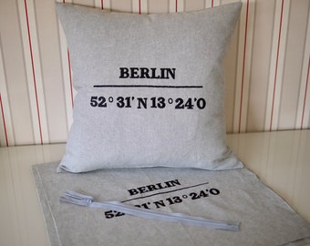 DIY sewing kit, sewing kit cushion cover 40 x 40 cm, coordinates BERLIN, pillow Berlin, embroidered, embroidered coordinates, embroidery, gift