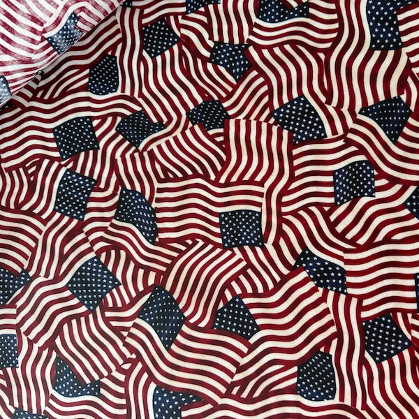 Oilcloth America, USA, American flag, flag, coated cotton, laminated cotton fabric, water-repellent fabric, 25 x 100 cm
