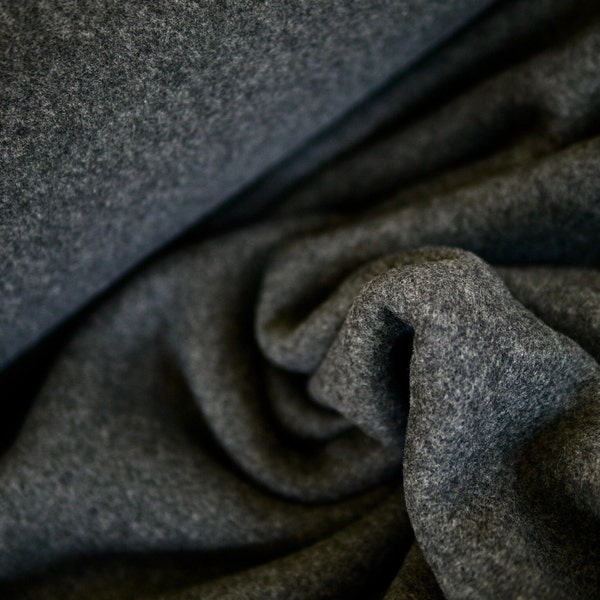 Organic cotton fleece dark gray fleece for clothing, blankets backing fabric for baby blanket dog basket, scarf, hat cat nest sewing