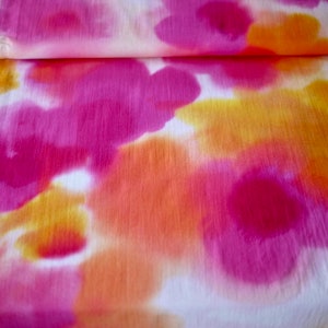 HILCO tissu en coton pour femme ASJA batik coloré, tissu en coton motif batik orange-jaune-rose, tissu pour robe pour femme, tissu pour chemisier en coton image 2