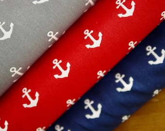 Maritime cotton fabric ANKER 3 different colors, anchor fabric, clothing fabric maritime, decorative fabric cotton