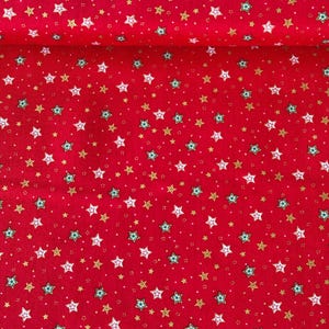 Makower patchwork fabric series Jolly Saint Nick, little stars, Christmas fabric, decorative fabric Christmas, cotton fabric combination fabric red-colored