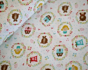 MODA patchwork fabric, cotton fabric, children's fabric HOME Sweet HOME, fabric owl, girl, doll, teddy, teddy bear,