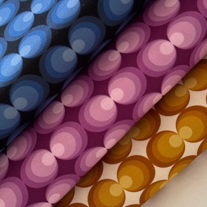Tessuto patchwork Andover serie tessuto di cotone BIRDIE, groovy, anni '70, modello retrò, punti di tessuto, cerchi, palline - 3 colori