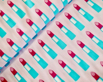 Tela patchwork Michael Miller GLAM GIRLS rosa-turquesa, 65 cm, tela de algodón para cosmética, tela para maquillaje, costura para neceser