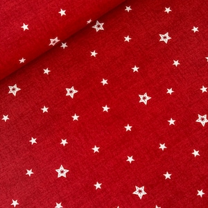 Makower patchwork fabric SCANDI small white stars on red, cotton fabric small stars, Christmas fabric, Scandinavian Christmas