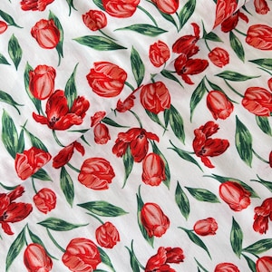 Baumwollstoff Tulpen, Stoff Baumwolle, Dekostoff, Kissenstoff, Kleiderstoff, Tulpenstoff, Frühlingsblumen, Zwiebelblumen