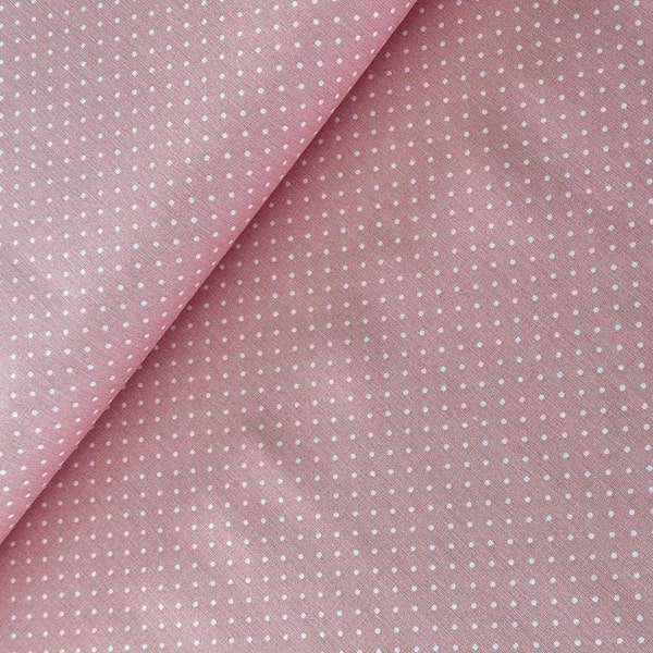 Hilco PETIT DOTS, gepunkteter Baumwollstoff rosa-weiß, Baumwollstoff Punkte zartrosa, Kleiderstoff, Dekostoff Pünktchen,