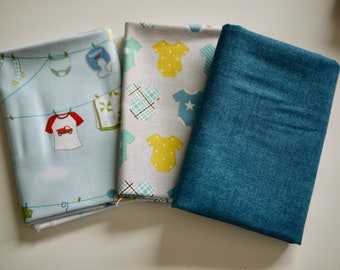 Fabric package patchwork fabric BABY body baby laundry + plain blue, cotton fabric baby body, clothesline, fabric baby boy, children's fabric