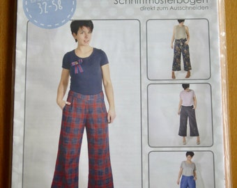 Leni pepunkt. Sewing pattern trousers WOMEN'S CULOTTE.hose, size. 32-58, trouser cut, paper pattern with instructions for women's clothing