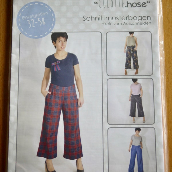 Leni pepunkt. Schnittmuster Hose DAMEN CULOTTE.hose, Gr. 32-58, Hosenschnitt, Papierschnittmuster mit Anleitung Damenkleidung