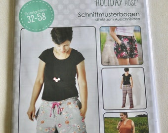 Lenipepunkt. Schnittmuster Holiday.Hose DAMEN Gr. 32-58, Schnitt für Damenhose, Sommerhose, Relaxhose, Schlafanzughose kurz und lang