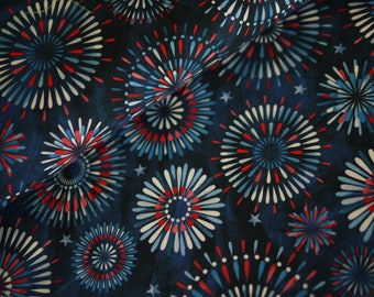 Miller patchwork fabric Land that I love fireworks, cotton fabric America, USA, decorative fabric blue red white,