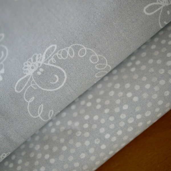 Fabric package HILCO Jersey Baby Sheep, sheep, lambs and jersey fabric dots gray, fabric combination, children's fabric, fabric package, clothing fabric