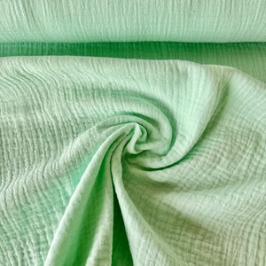 Muslin Double Gauze, mint, muslin cotton, muslin fabric for summer clothing for children and women, sewing muslin cloth, cotton muslin