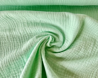 Gasa doble de muselina, menta, muselina de algodón, tela de muselina para ropa de verano para niños y mujeres, tela de muselina para coser, muselina de algodón