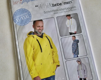Leni pepunkt sewing pattern rain jacket men's size. XS-XXXL FRIESENLIEBE4men, sewing men's softshell jacket, men's sewing pattern