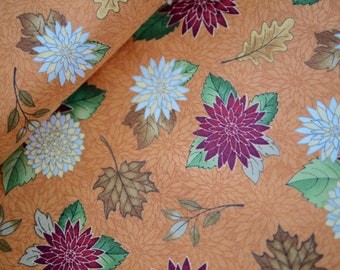 Quilting Treasures patchwork fabric chrysanthemums, cotton fabric autumn flowers, fabric autumn, flowers, floral