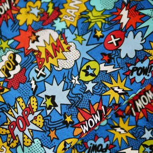 Tissu patchwork Makower MONSTER MASH Comic Pow tissu pour enfants tissu en coton combinaison tissu monster trucks étoiles bulles