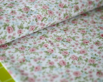Tissu en coton HILCO FLORIS roses, tissu rose coton, tissu romantique motif rose, motif rose, tissu vestimentaire