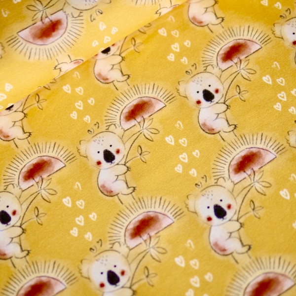 HILCO jersey KOALA jaune-coloré, série Safari for Friends, tissu pour enfants, tissu t-shirt, tissu vestimentaire pour enfants, unisexe