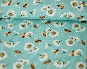 Miller patchwork fabric, BEE CULTURE series, decorative fabric, cotton fabric bees, flowers, daisies, fabric beekeeper