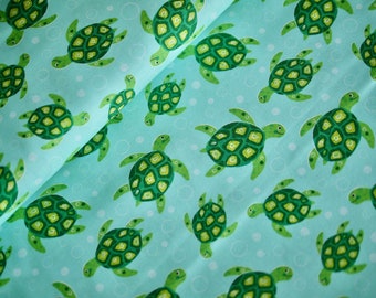 Miller patchwork fabric UNDER the SEA turtles, children's fabric, animal fabric, cotton fabric sea creatures