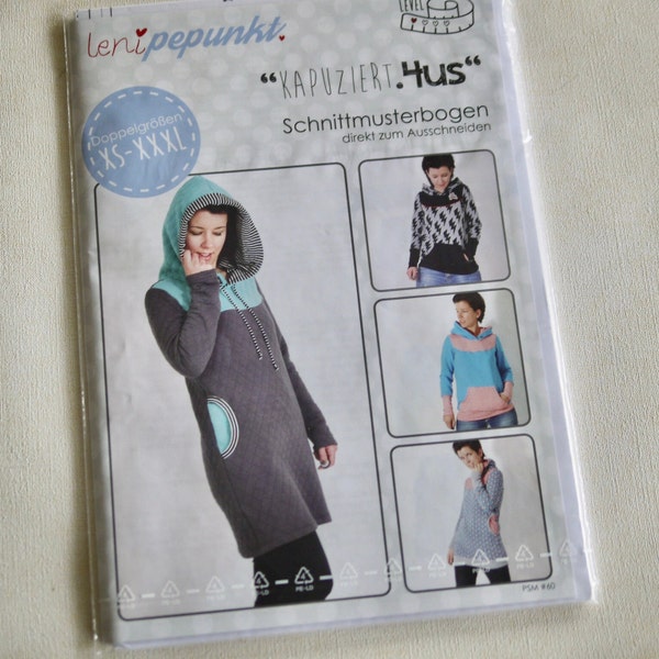 Leni pepunkt paper pattern women's HOODED.4US, size. XS-XXXL, sewing pattern women's hoodie, sweatshirt, sweater dress, hooded shirt