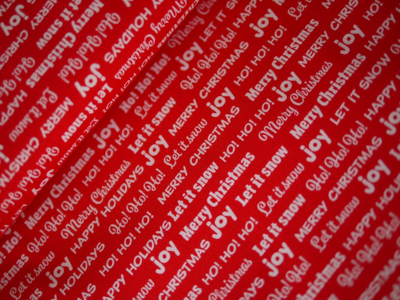 HOHOHO candy cane Christmas fabric 3 x 25 cm x110 cm Cloth package patchwork fabric