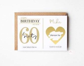 Birthday Scratch Card Personalised Surprise Reveal Gift for 18th, 21st, 30th, 40th, 50th, 60th, 70th, 80th Birthday Surprise for Him Her