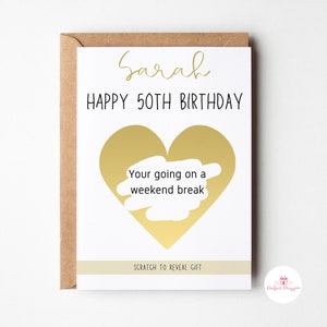 Birthday Scratch Card, Personalised Scratch Card, Scratch to Reveal, Birthday Surprise Gift, Holiday Surprise, Concert Reveal, Spa Card