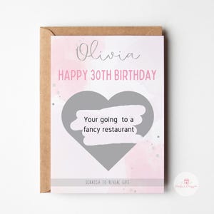 Birthday Scratch Card, Personalised Scratch Card, Birthday Surprise Reveal Gift, Gift for Her, Holiday Concert Reveal, Secret Message Card