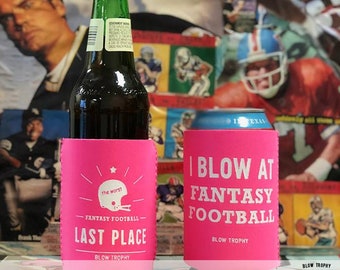Last Place Fantasy Football Neoprene Can Cooler - Pink Punishment Beer Sleeve