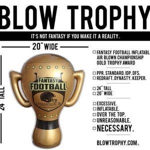 Inflatable Fantasy Football Trophy - Customizable Gold Award (24" Tall)
