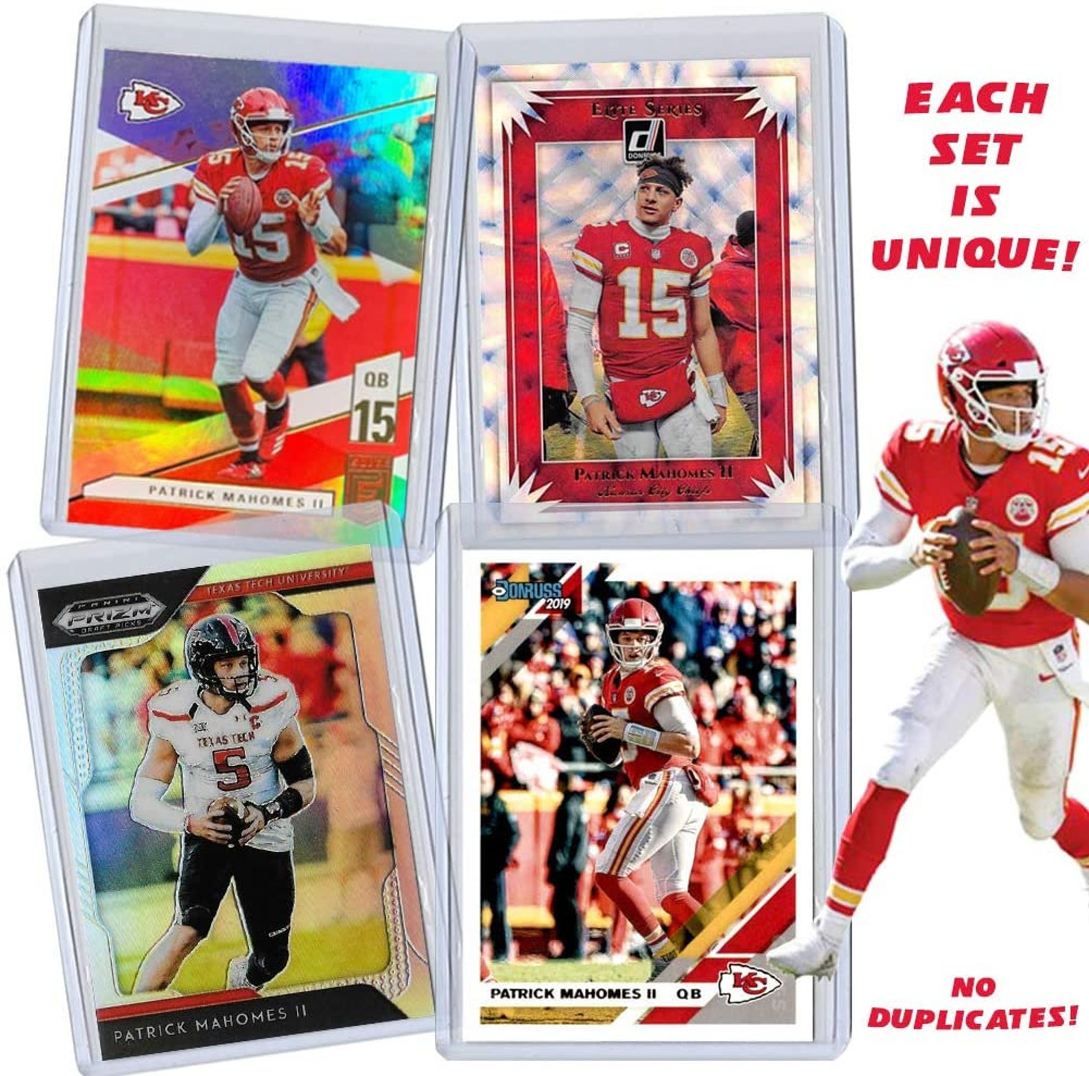 Patrick Mahomes Football Card Bundle Set of 4 Assorted Kansas Etsy
