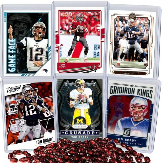 Tom Brady Football Card Bundle, Set of 6 Assorted  Mint Football Cards Super Bowl Champion Tom Brady, Protected by Sleeve and Toploader