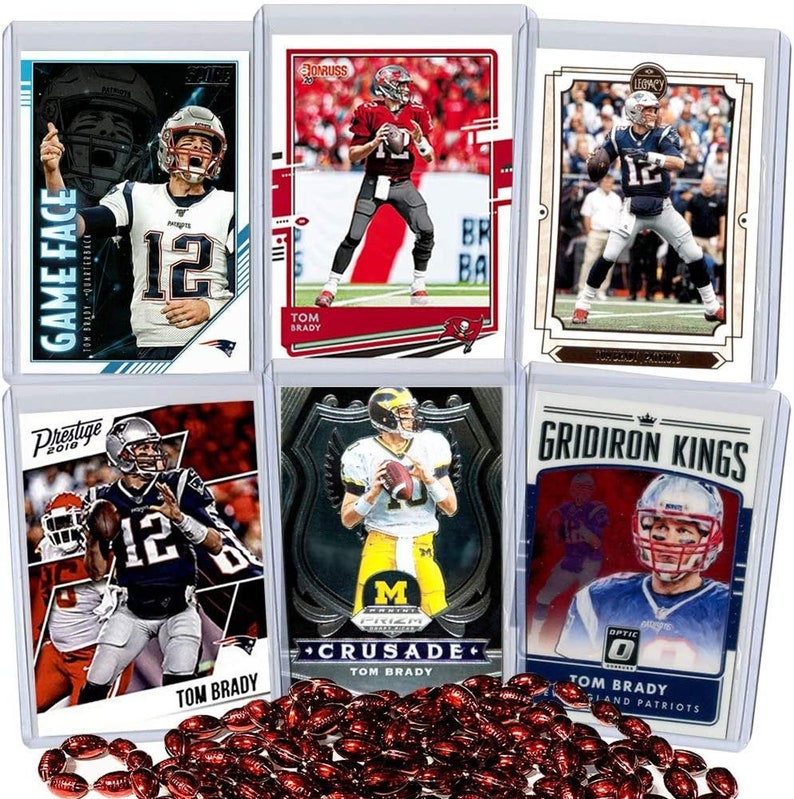 Tom Brady Football Card Bundle, Mint Condition, Set of 6 bild 1