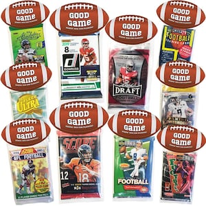 Football Party Favors 10 Pack, 10 New Assorted Football Card Packs, Kids Party Supplies, Creative HASSLE FREE Pre Assembled  Party Favor