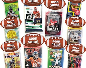 Football Party Favors 10 Pack, 10 New Assorted Football Card Packs, Kids Party Supplies, Creative HASSLE FREE Pre Assembled  Party Favor
