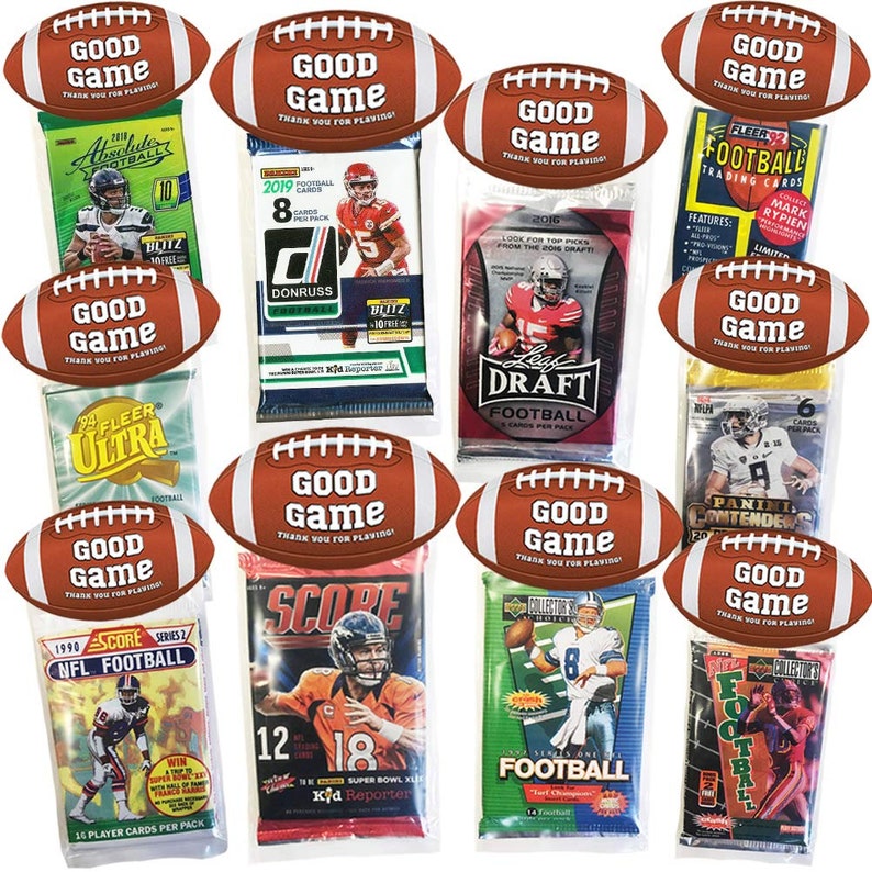 Football Party Favors 10 Pack 10 New Assorted Football Card Etsy