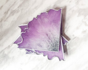 Lilac's first love purple lavender resin coasters, set of 4