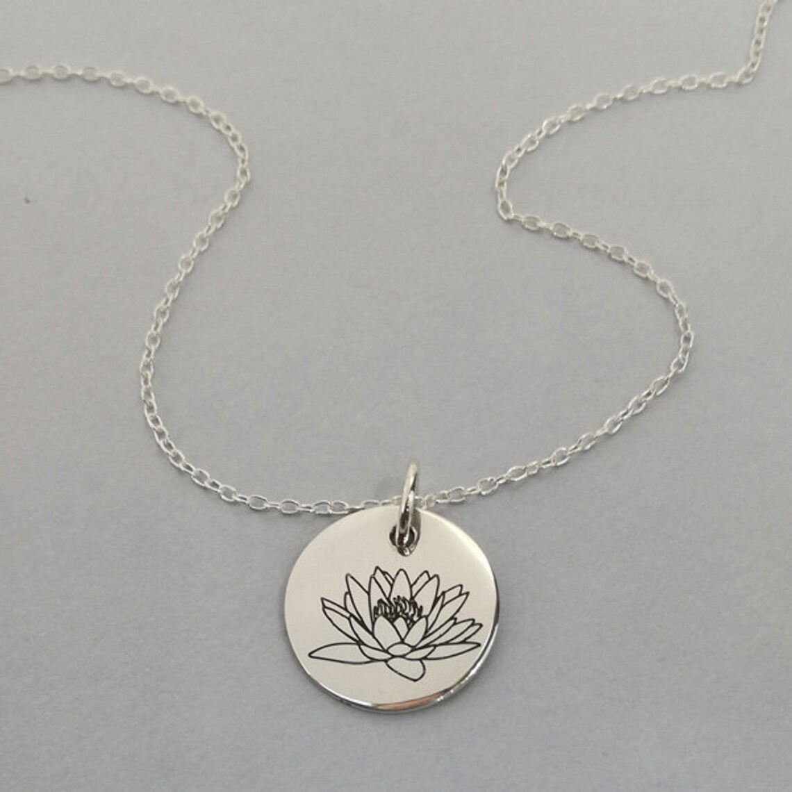 July Birthflower Water Lily Necklace, Water Lily Jewelry, Birth Flowers