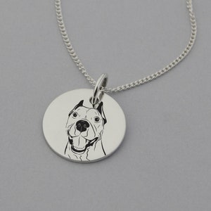 Pit Bull Halskette, Pit Bull Schmuck, Pit Bull Geschenke, 15 mm Scheibe, Sterling Silber