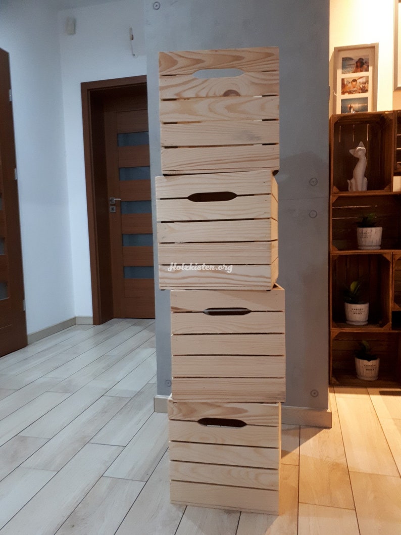 Set of four Kallax wooden natural boxes fits in Ikea Kallax Etsy