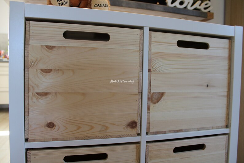 Set of Four Kallax Wooden Natural Boxes Fits in Ikea Kallax Etsy