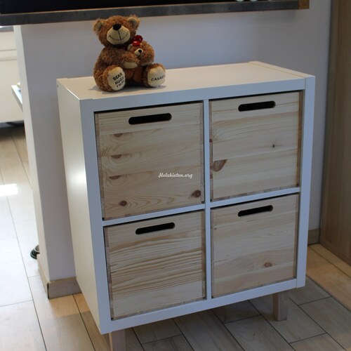 Set of Four Wooden Boxes With the Hemp Line Fit in Ikea Kallax Etsy UK